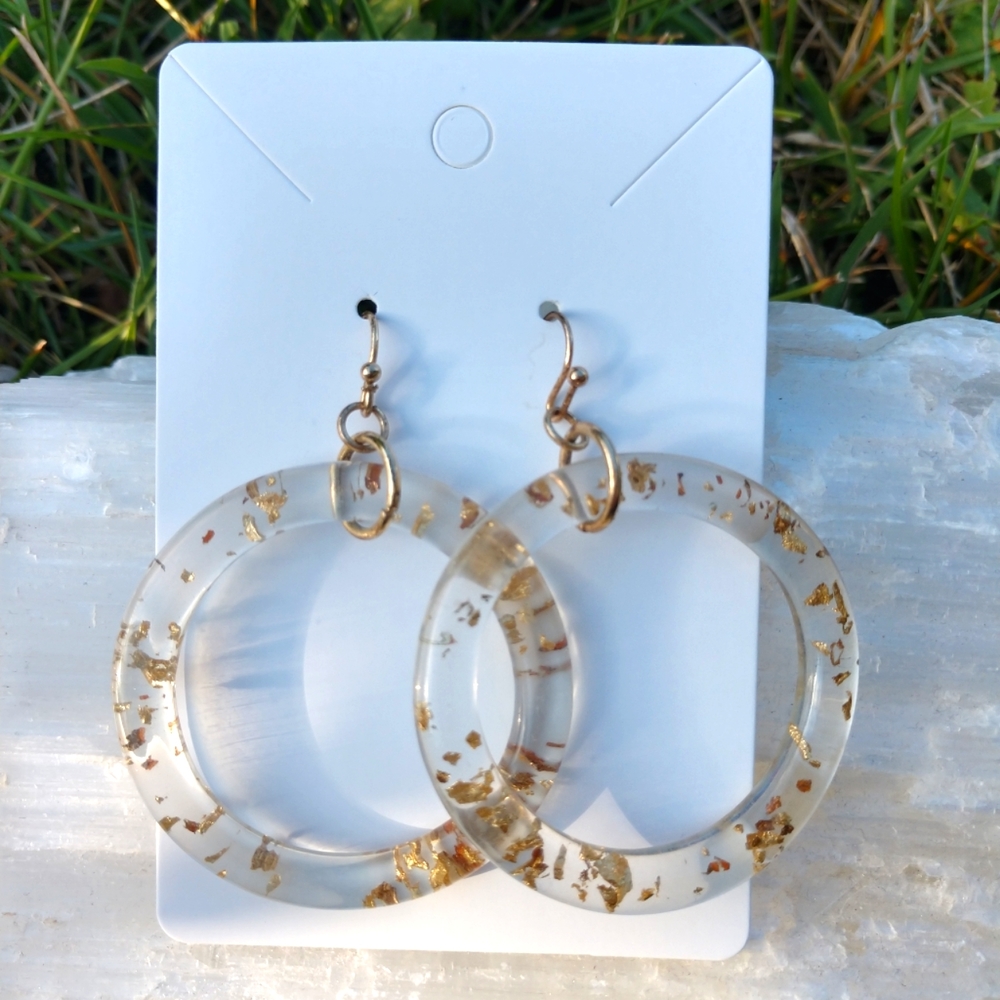 Lucite and Gold hoop earrings